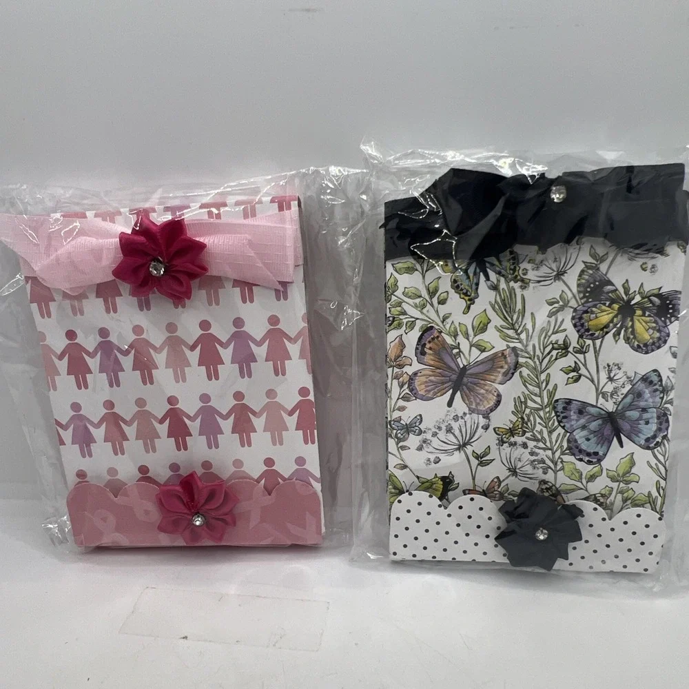 Handmade Notes Notepad W/ Little Pen‎ Great Little Gift Breast Cancer, Butterfly